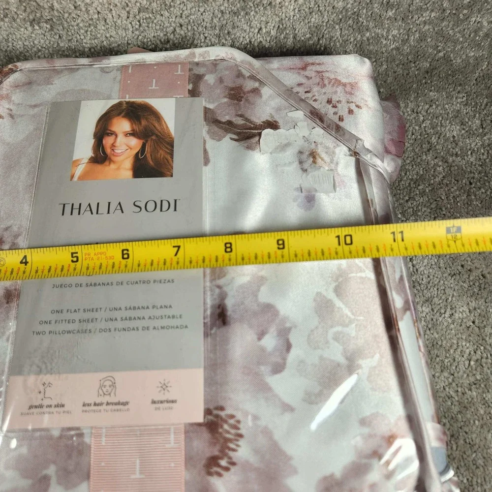 Thalia Sodi 4 Piece Satin King Sheet Set Mauve Floral Bedding